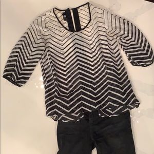 Black and White Blouse